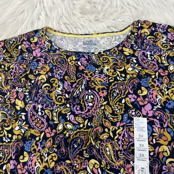 Croft and Barrow NWT womens The Classic Tee 3X short sleeve crew damask - Picture 6 of 12